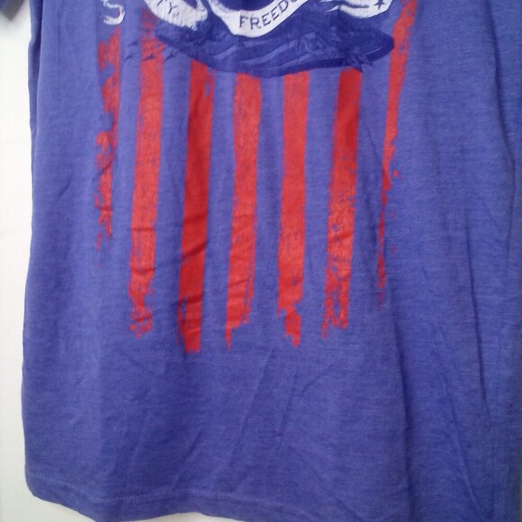 Home Of The Brave Shirt Women S Short Sleeve Liberty Freedom Justice Flag USA - Picture 6 of 14